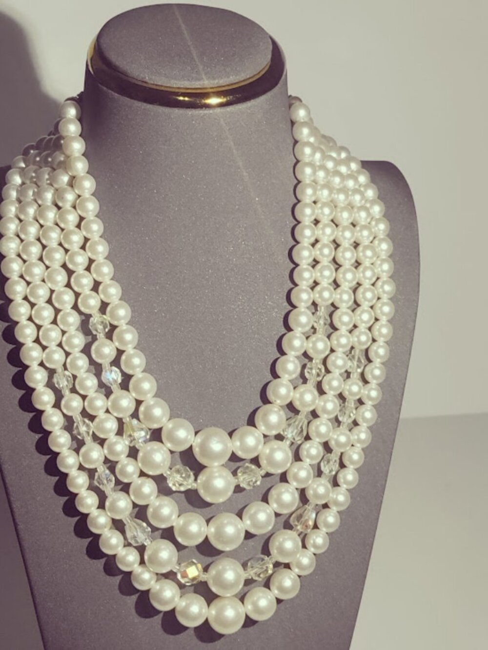 Multi Strand Faux Pearl Statement Necklace